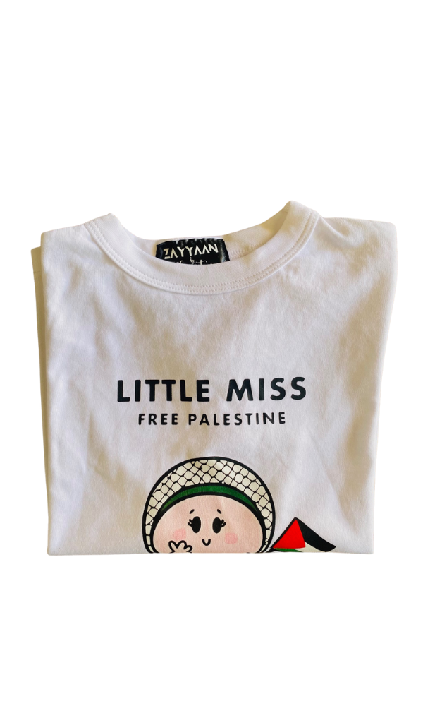 Kids 100% Cotton T - White Little Miss Palestine