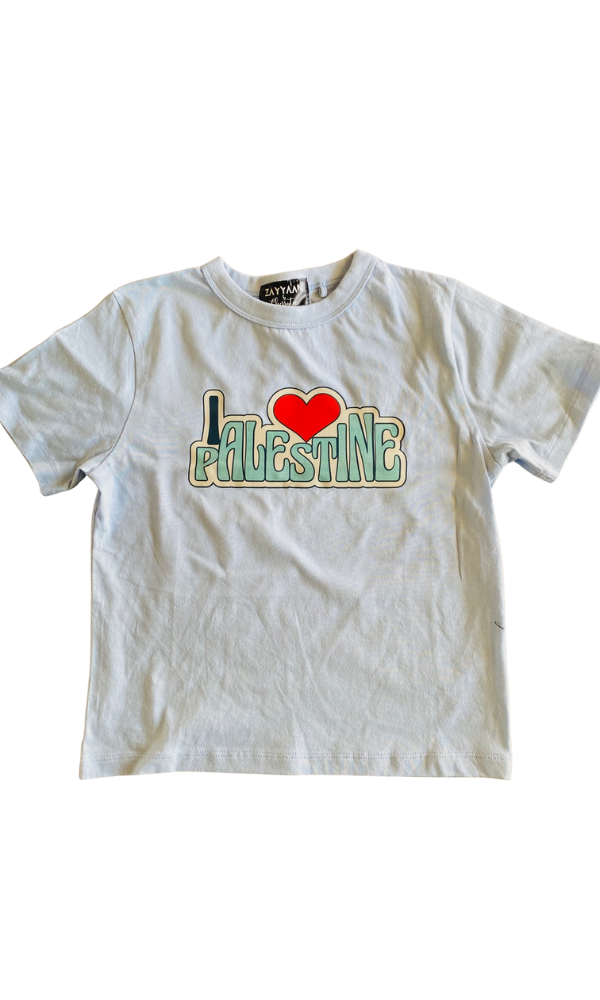 Kids 100% Cotton T - Baby Blue (I love Palestine)