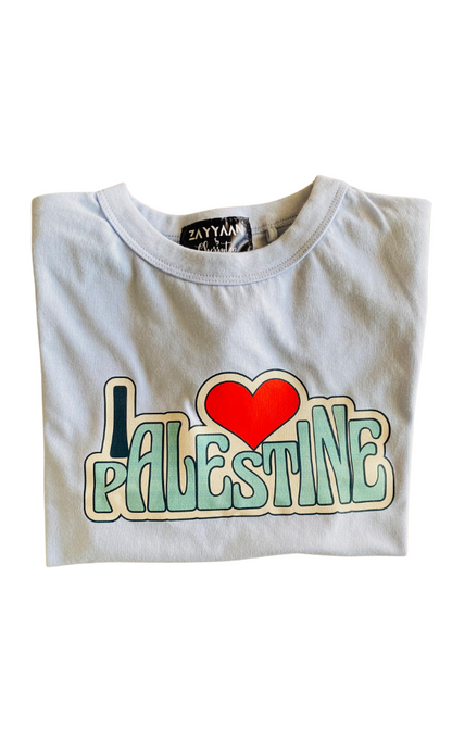 Kids 100% Cotton T - Baby Blue (I love Palestine)