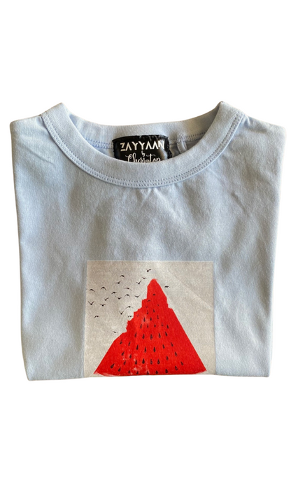 Kids 100% Cotton T - Baby Blue Watermelon