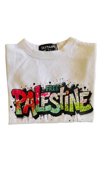 Kids 100% Cotton T - White Free Palestine