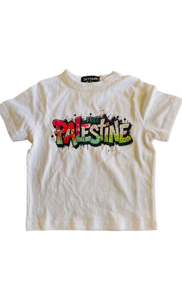 Kids 100% Cotton T - White Free Palestine