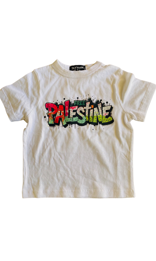 Kids 100% Cotton T - White Free Palestine