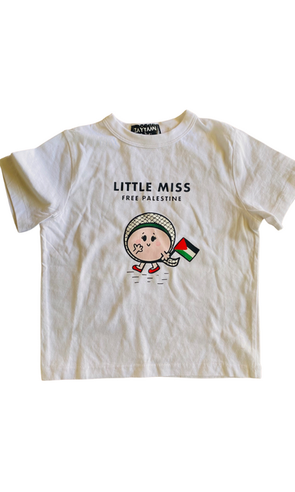 Kids 100% Cotton T - White Little Miss Palestine