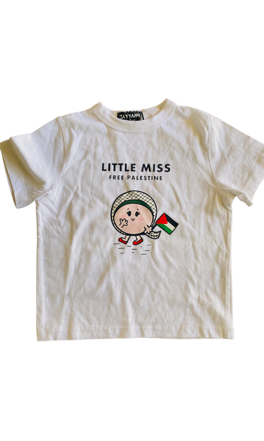 Kids 100% Cotton T - White Little Miss Palestine