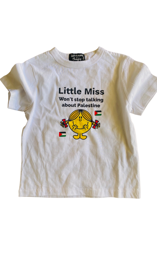Kids 100% Cotton T - White Little Miss Palestine 2