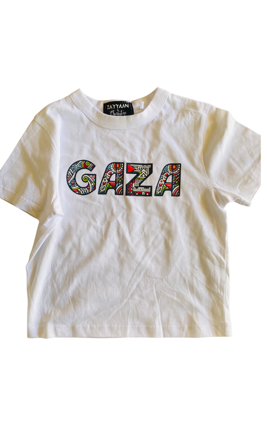 Kids 100% Cotton T - White GAZA
