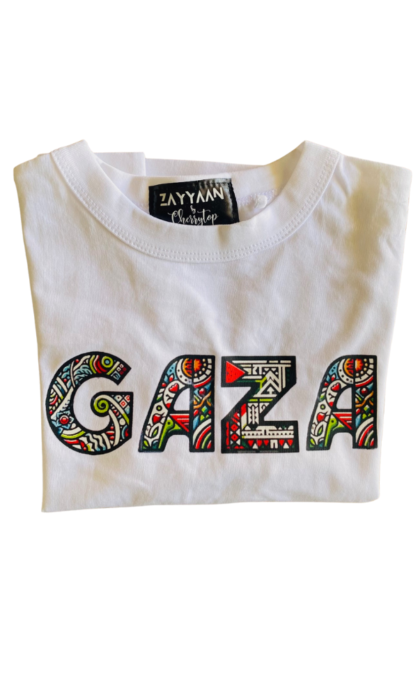 Kids 100% Cotton T - White GAZA