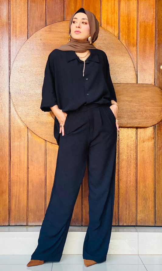 Alta Luxe Wide-Leg Pants - Noir Onyx