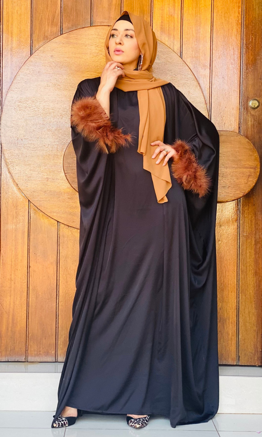 The Hind Feather Kaftan - Black/Brown