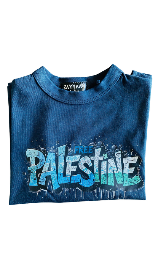 Kids 100% Cotton T - Navy Free Palestine