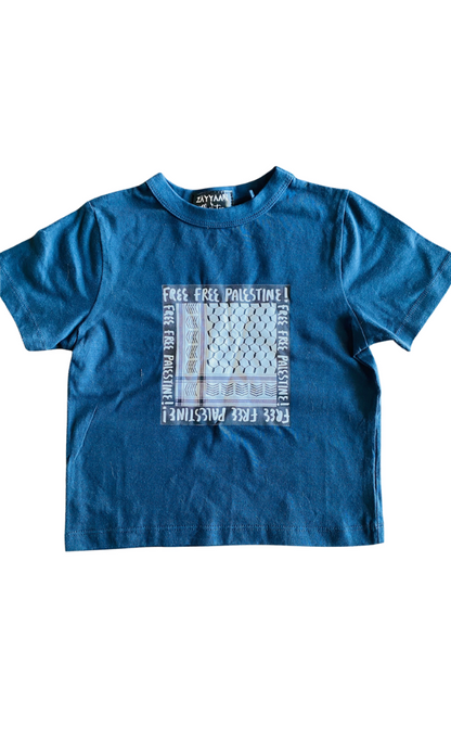 Kids 100% Cotton T - Navy Keffiyeh