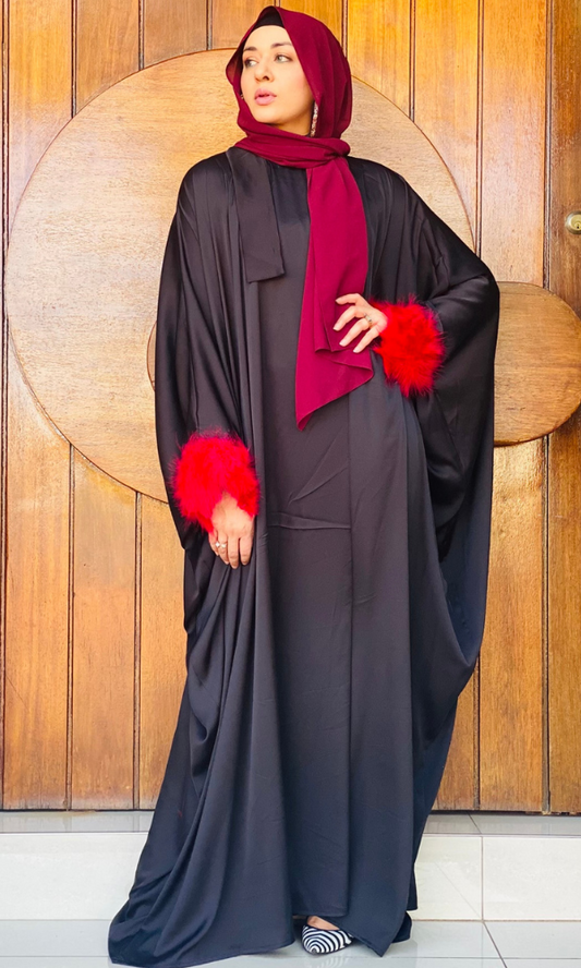 The Hind Feather Kaftan - Black/Red