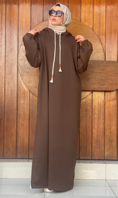 Veiluxe Hoodie Abaya - Espresso