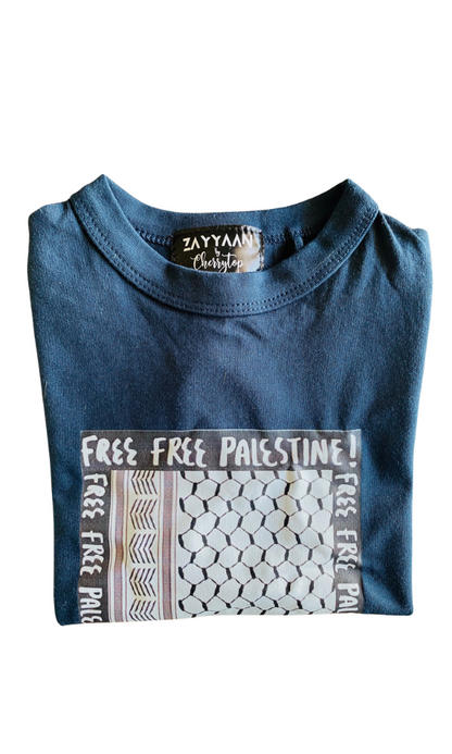 Kids 100% Cotton T - Navy Keffiyeh