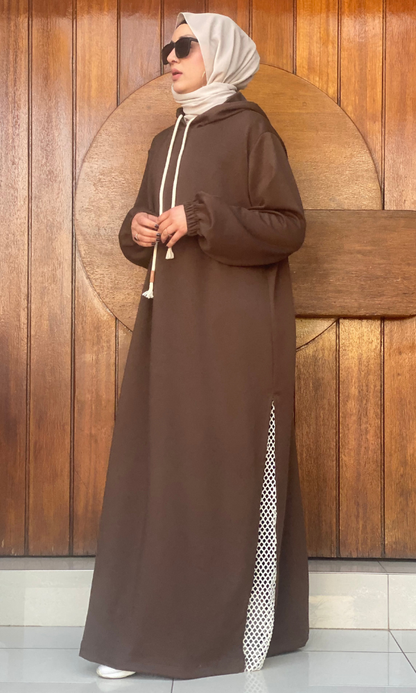 Veiluxe Hoodie Abaya - Espresso