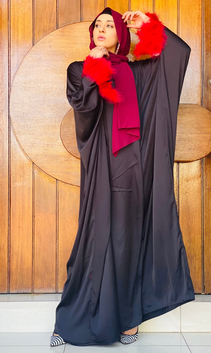 The Hind Feather Kaftan - Black/Red