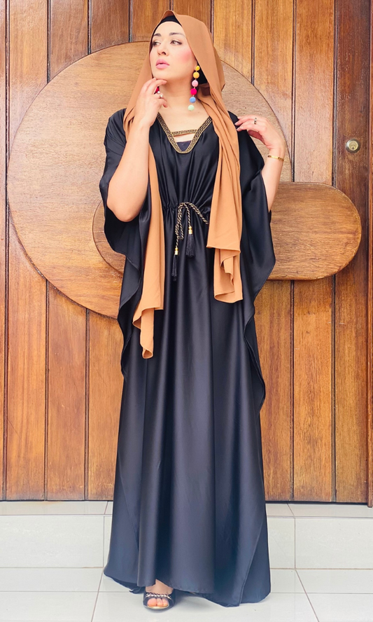 The Maui tie up Kaftan - Black & Brown