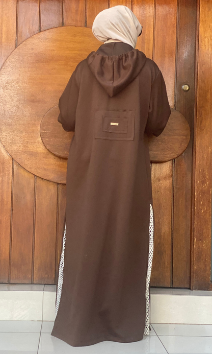 Veiluxe Hoodie Abaya - Espresso