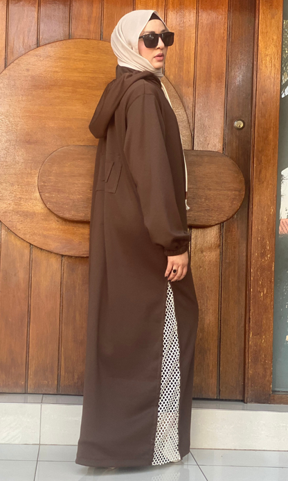 Veiluxe Hoodie Abaya - Espresso