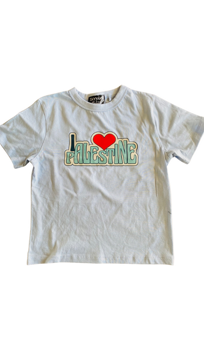 Kids 100% Cotton T - Baby Blue (I love Palestine)